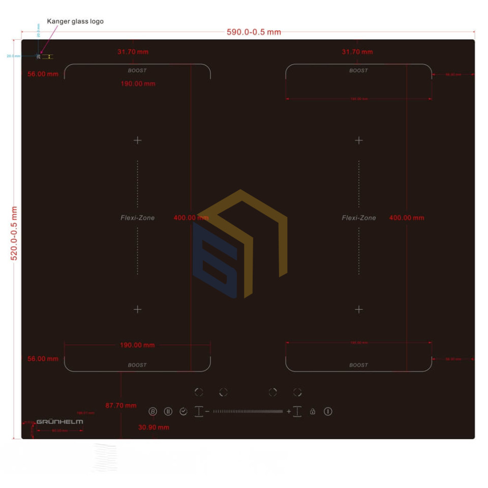 Поверхность стеклокерамическая варочной поверхности Grunhelm GPI 995 B (104129)