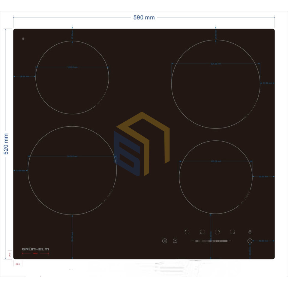 Поверхность стеклокерамическая варочной поверхности Grunhelm GPC 723 B (104139)