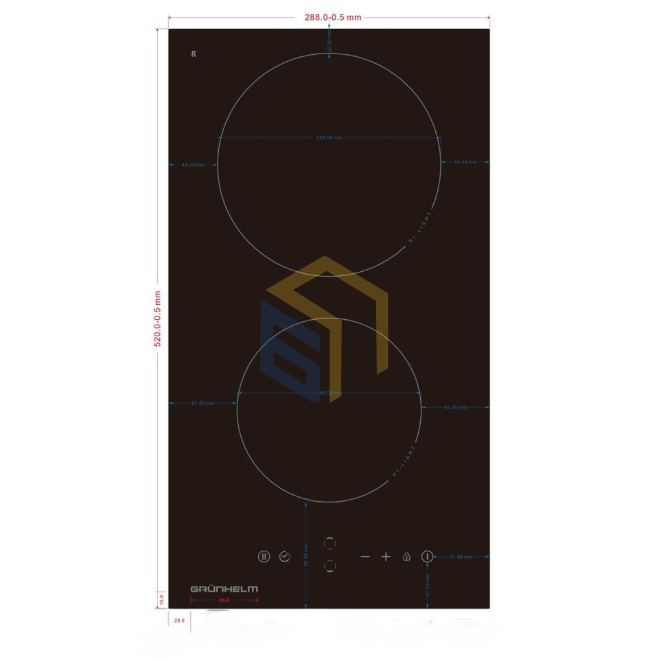 Поверхность стеклокерамическая варочной поверхности Grunhelm GPC 623 B (104140)