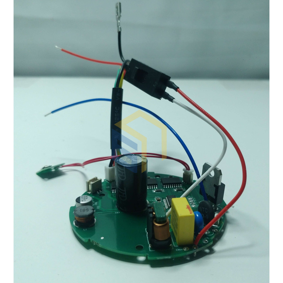 Плата управління в зборі (плата, перемикачі, підсвітка) фена Grunhelm GHD-280 (152843)