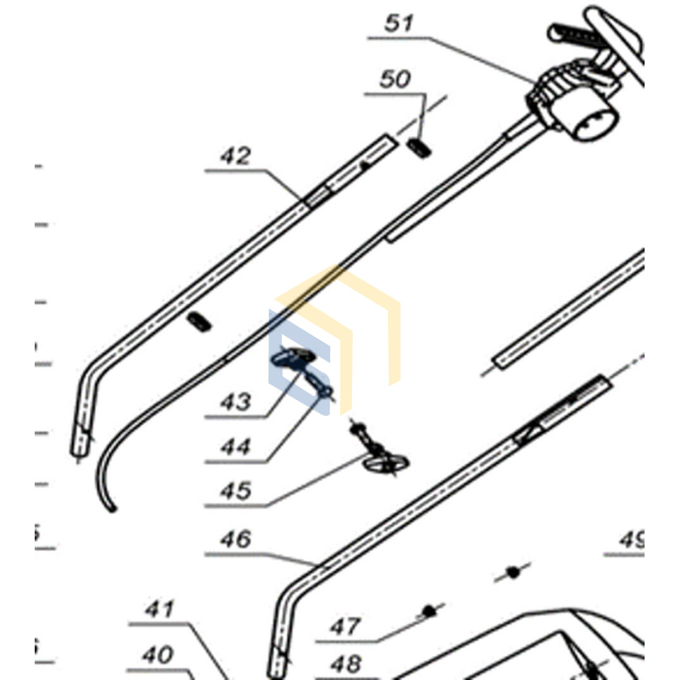 Ручка нижняя (правая часть) газонокосилки электрической Grunhelm EM-6118B (56123)